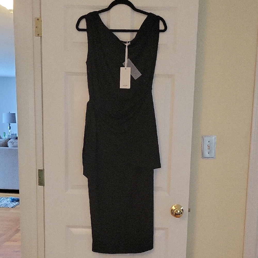 Grace Karin Black Sheath Midi Dress V-Neck Sleeveless